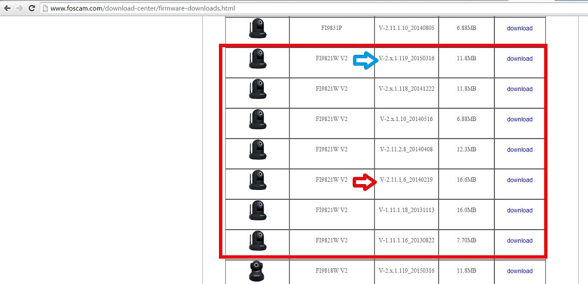 problemas descarga foscam firmware actualización